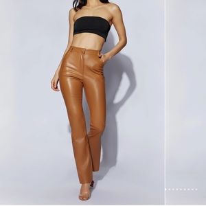 Tyra meshki faux leather pants comes with matching crop top t